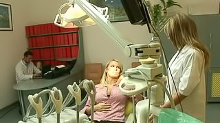 Smoking Hot Blondes Have A Threesome In A Dentist Office