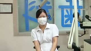 Nice Japanese dentist gives a blowjob to her client
