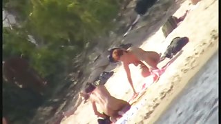 Thin and fit girls on the nude beach voyeur video