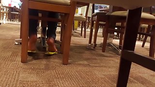 Candid brazilian ebony soles at mall