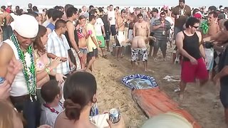 Drunk Party Girls in Sexy Bikinis at the Beach