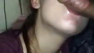 Cutie give oral beneath table taking