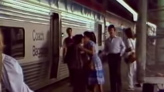 Quick sex game with a horny woman on a moving train