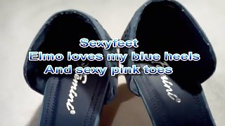elmo loves my blue heels