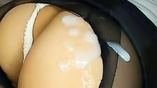 Mihono Tsukimoto fucks him until he cums on her ass and nylons